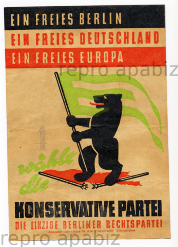 Flugblatt der "Konservativen Partei" mit dem Berliner Wappentier (Quelle: apabiz)
