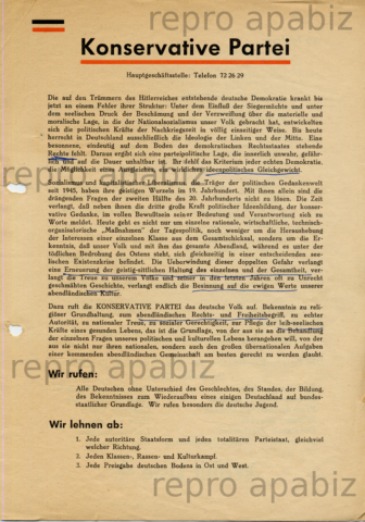 Wahlkampfflugblatt der "Konservativen Partei" - Vorderseite (Quelle: apabiz)